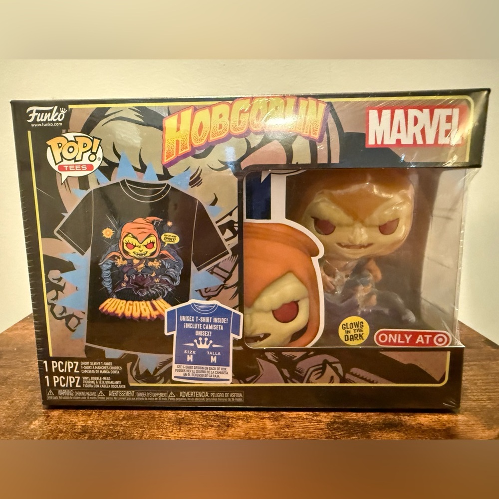 Funko POP Tees SEALED Marvel Hobgoblin Glows in the Dark with Medium T-Shirt